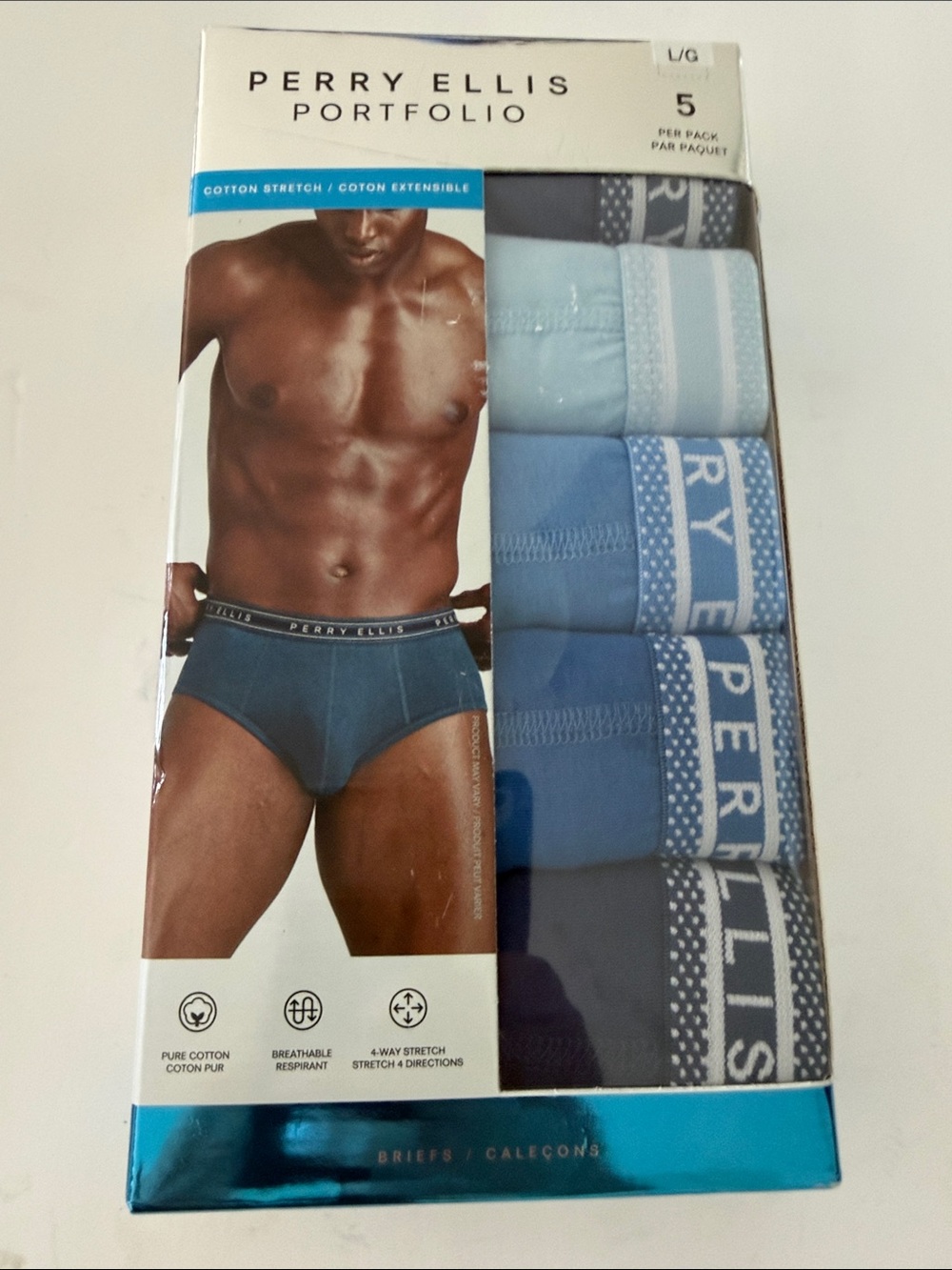 Perry Ellis Portfolio Men's Assorted Blue Briefs - 5 Pack